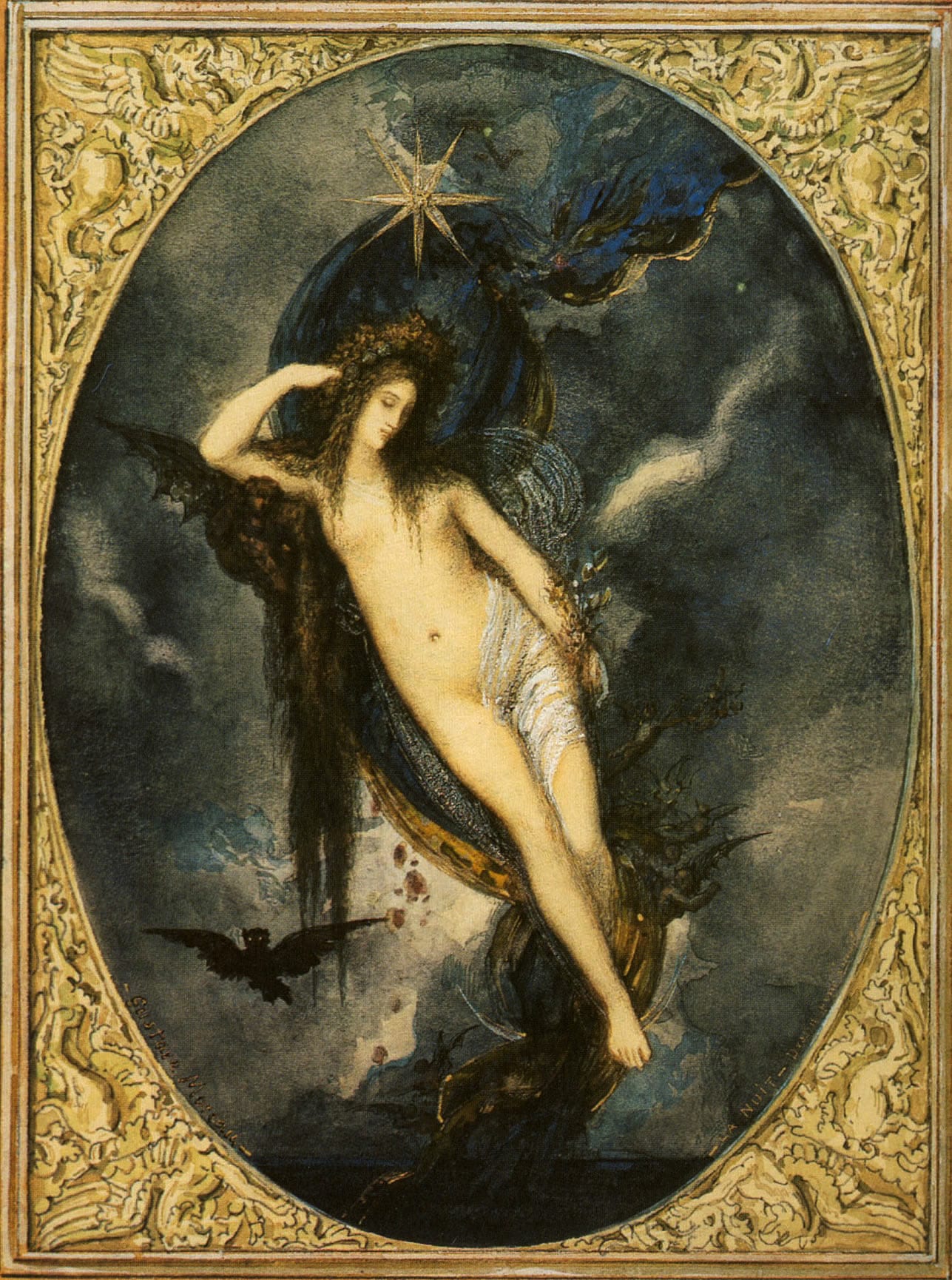 Gustave Moreauによる夜の女神Nyxの絵画